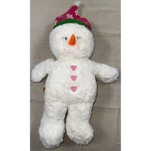 Build A Bear Snowman Plush Snowgirl Pink Hearts Hat 2012 Retired